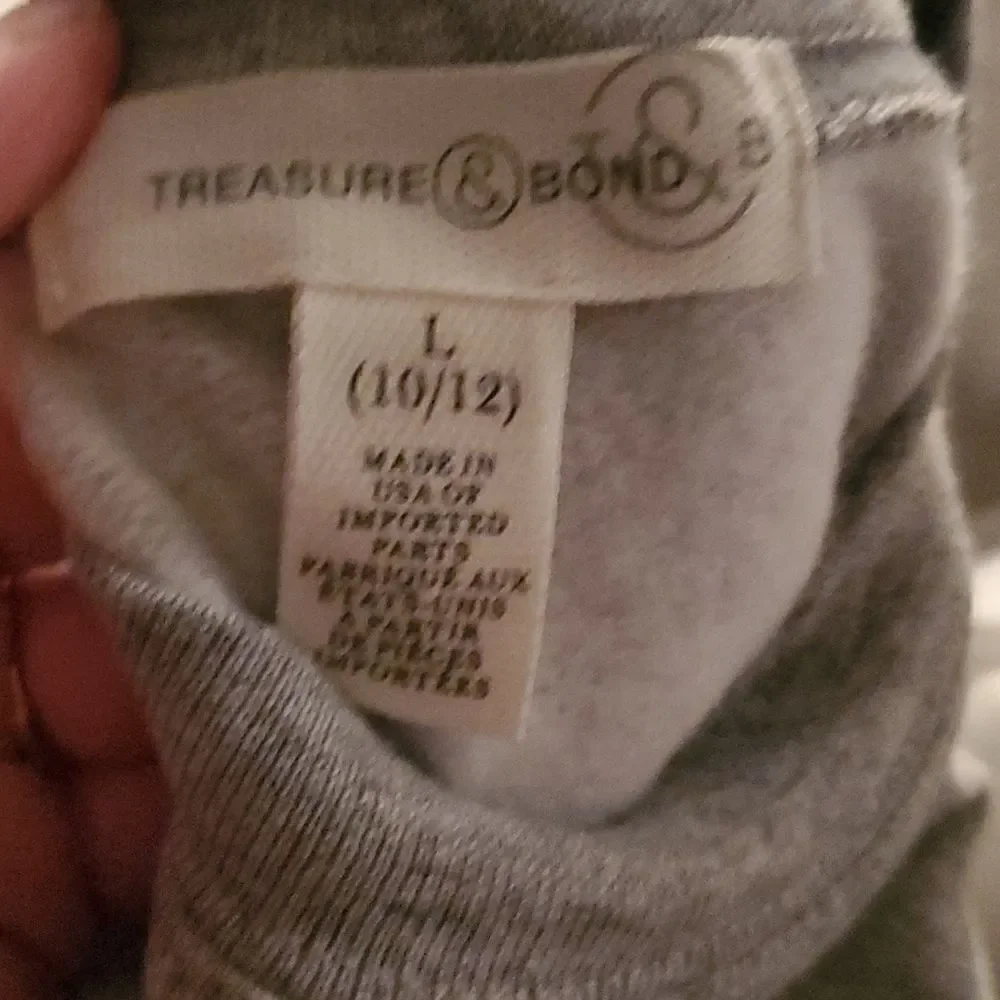 Treasure & Bond Girls Size 10/12 Gray Fleece Lined Sweatshirt